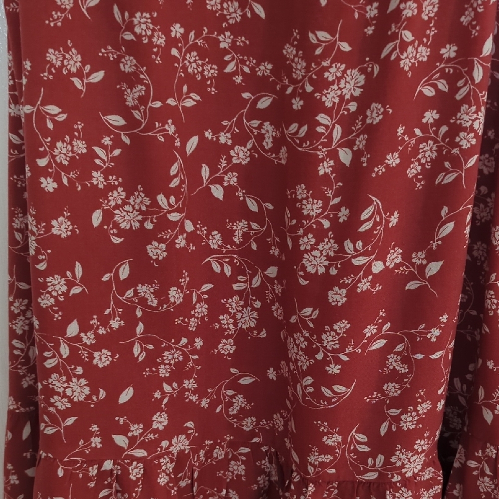 Rust Floral Ruffled Cami Dress - Picture 3 of 11